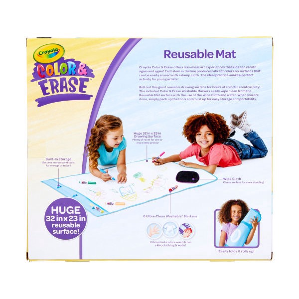 slide 3 of 8, Crayola Color & Erase Reusable Mat, 32&Rdquo; X 23&Rdquo;, Multicolor, 1 ct