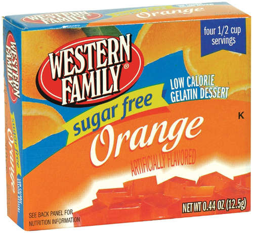 slide 1 of 1, Western Family Orange Gelatin Dessert, 0.44 oz