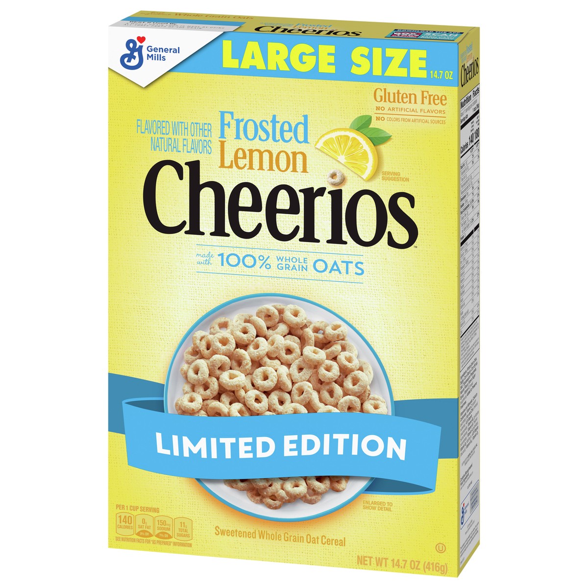 slide 5 of 9, Cheerios Frosted Lemon Cheerios Cereal, Gluten Free Cereal With Whole Grain Oats, Limited Edition, Large Size, 14.7 oz, 14.7 oz