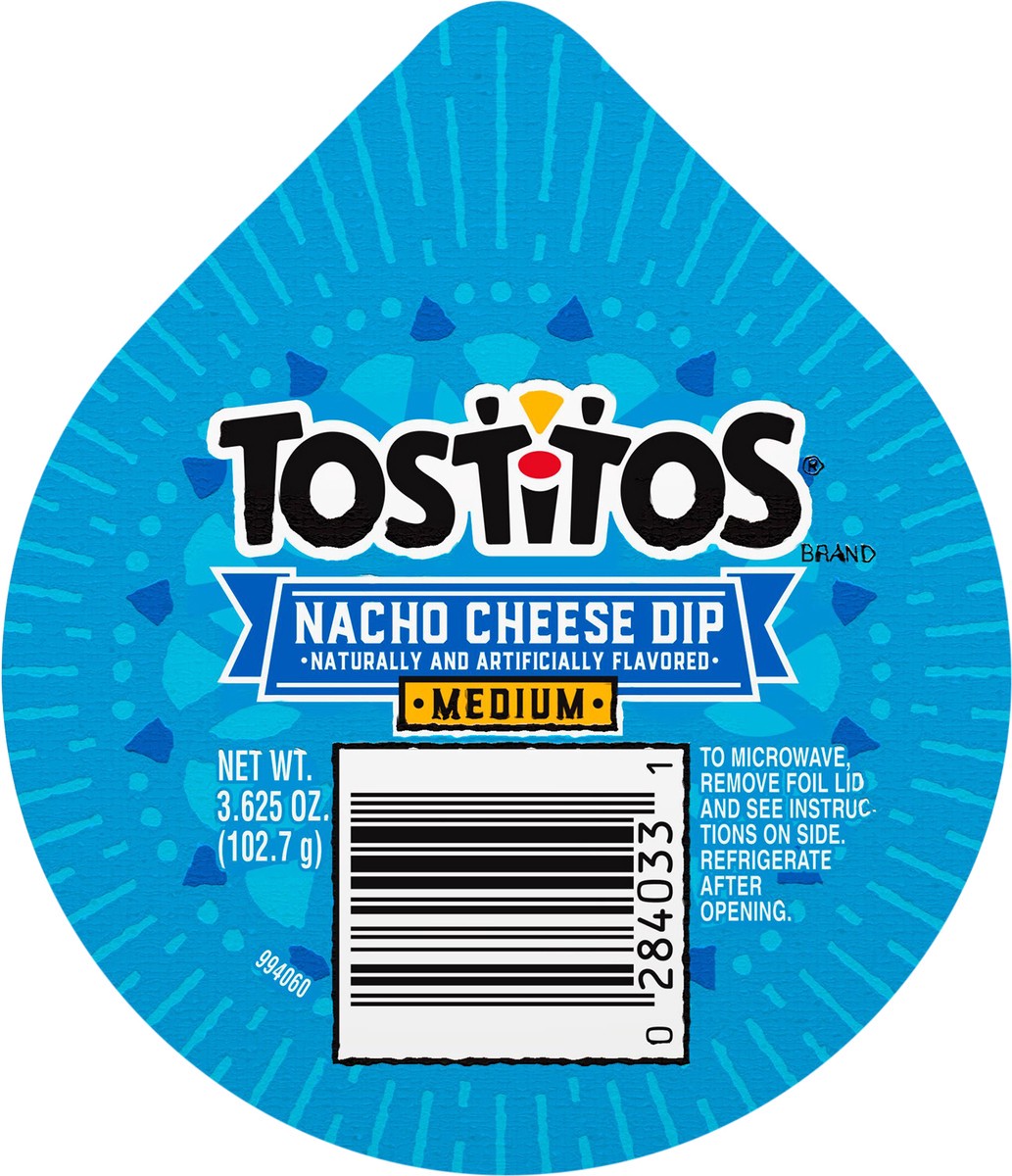 slide 8 of 11, Tostitos Medium Nacho Cheese Dip Naturally And Artificially Flavored 3.625 Oz, 3.62 oz