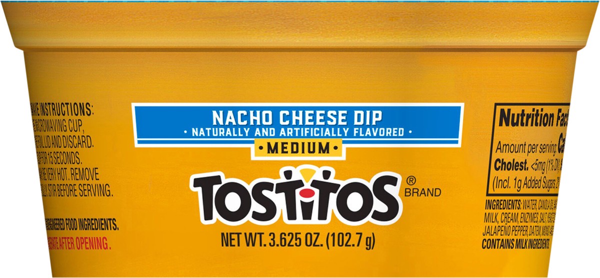 slide 9 of 11, Tostitos Medium Nacho Cheese Dip Naturally And Artificially Flavored 3.625 Oz, 3.62 oz