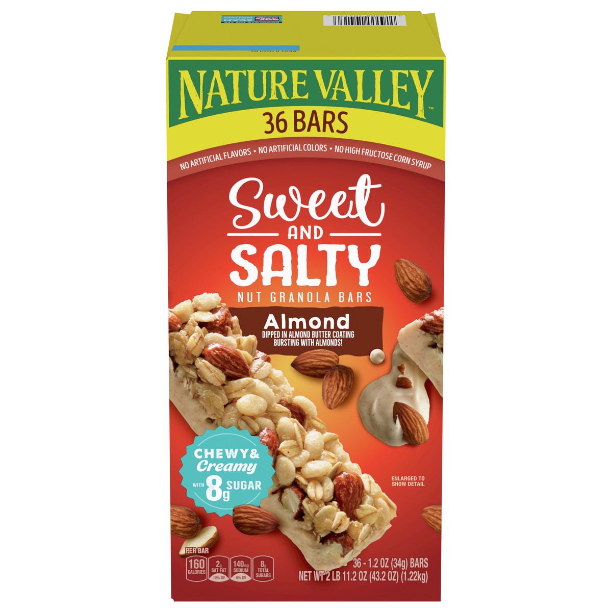 slide 9 of 14, Nature Valley Granola Bars, Sweet and Salty Nut, Almond, 36 Bars, 43.2 OZ, 36 ct