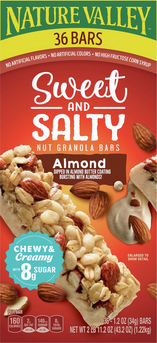 slide 2 of 14, Nature Valley Granola Bars, Sweet and Salty Nut, Almond, 36 Bars, 43.2 OZ, 36 ct