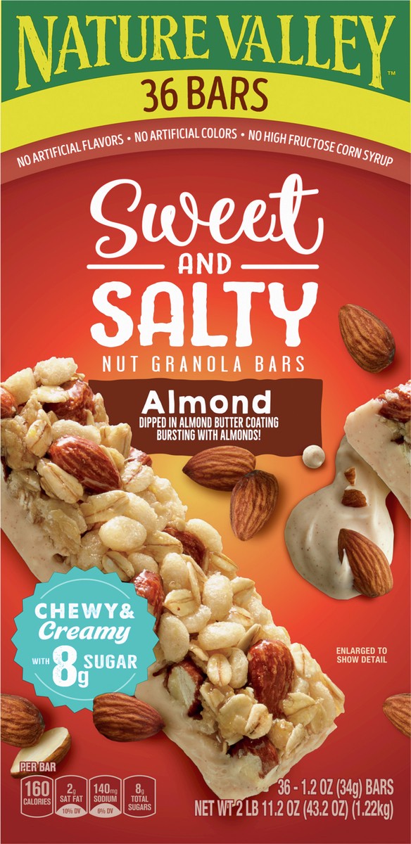 slide 5 of 14, Nature Valley Granola Bars, Sweet and Salty Nut, Almond, 36 Bars, 43.2 OZ, 36 ct