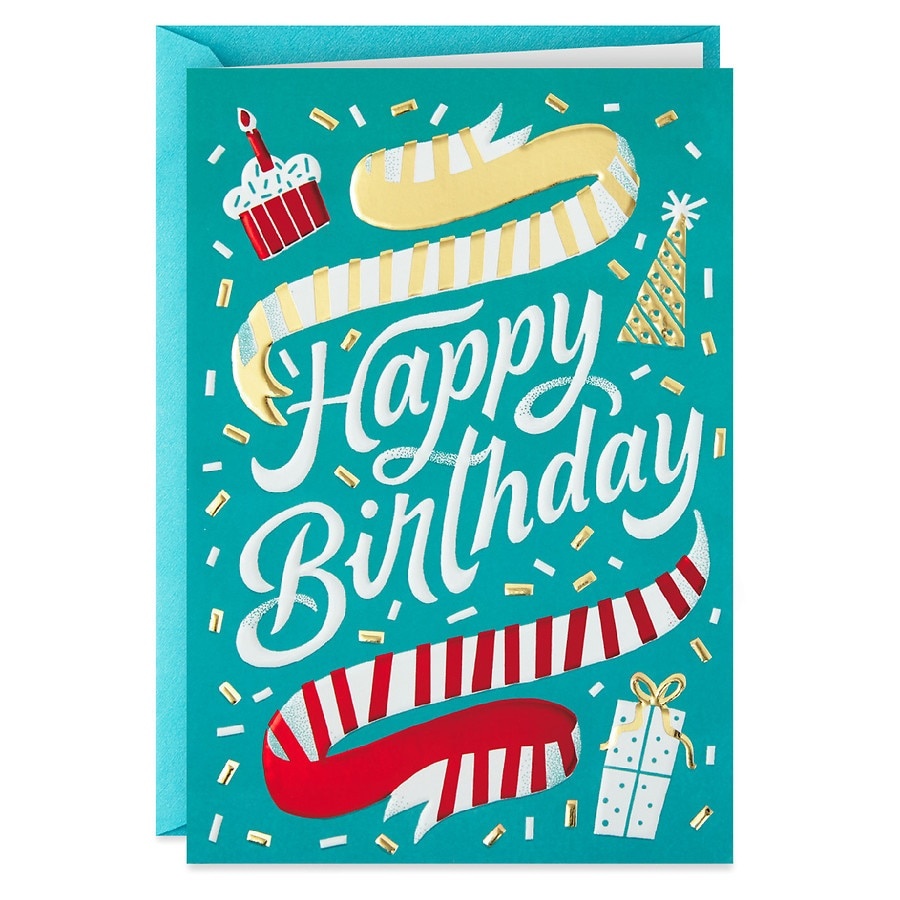 slide 1 of 1, Hallmark Signature Shoebox Funny Birthday Card (Cake and Confetti Not Just a Text), 1 ct