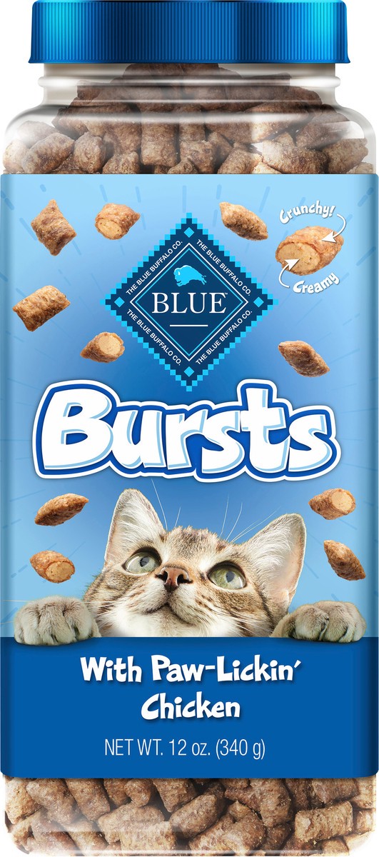 slide 1 of 12, Blue Buffalo Bursts Crunchy Cat Treats, Chicken 12-oz Tub, 12 oz