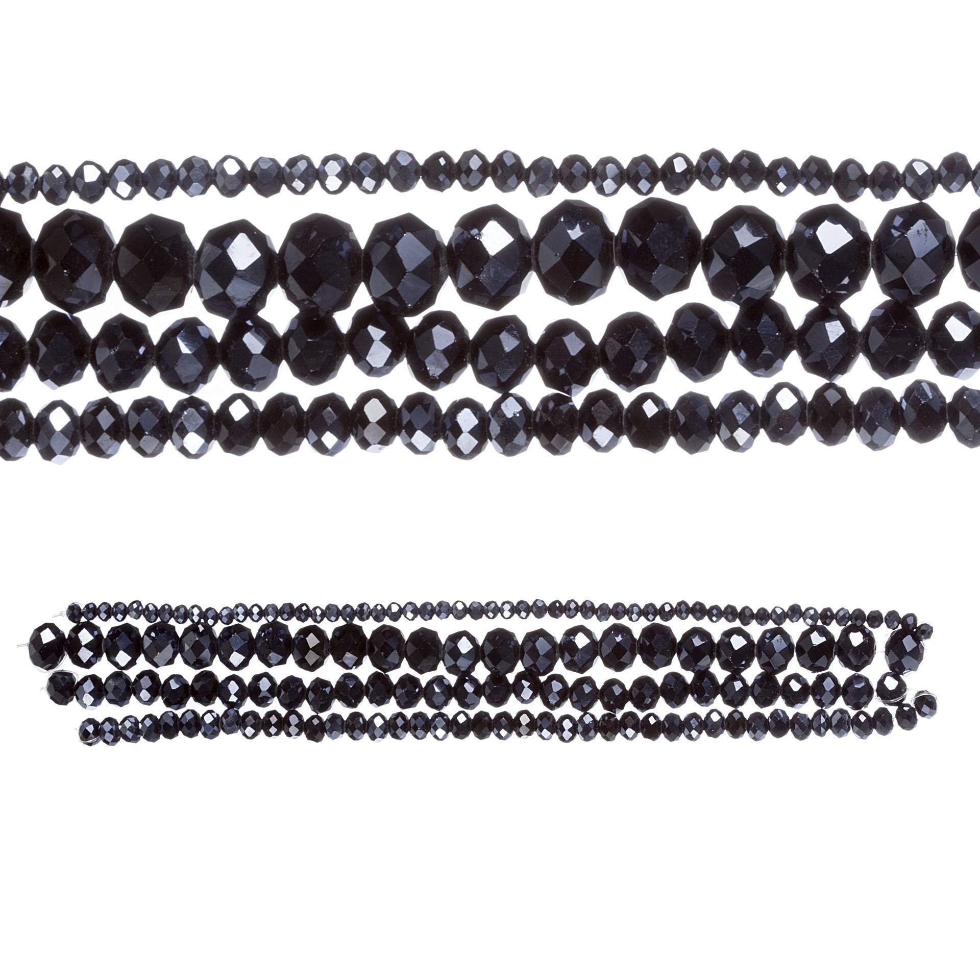 slide 2 of 3, Black Faceted Glass Rondelle Bead Strings By Bead Landing, 4mm-10mm