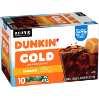 slide 12 of 27, Dunkin'' Cold Caramel Flavored Coffee, K-Cup Pods, 10 Count Box, 10 ct