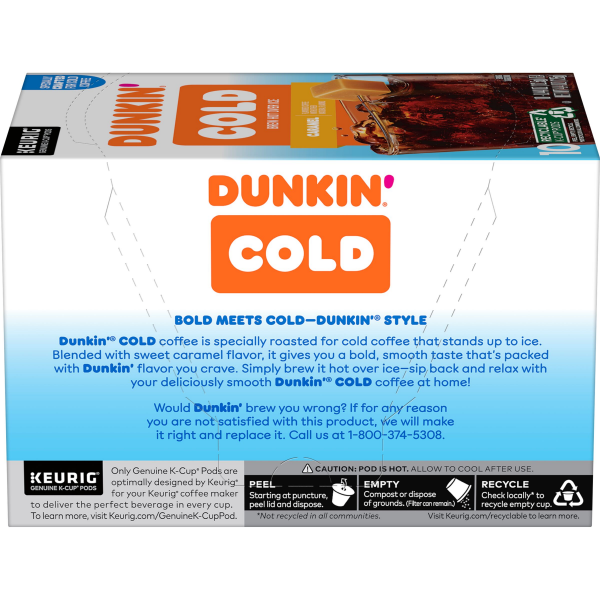 slide 20 of 27, Dunkin'' Cold Caramel Flavored Coffee, K-Cup Pods, 10 Count Box, 10 ct