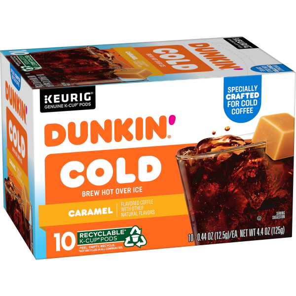 slide 23 of 27, Dunkin'' Cold Caramel Flavored Coffee, K-Cup Pods, 10 Count Box, 10 ct