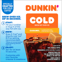 slide 15 of 27, Dunkin'' Cold Caramel Flavored Coffee, K-Cup Pods, 10 Count Box, 10 ct