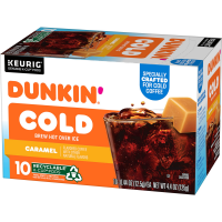 slide 27 of 27, Dunkin'' Cold Caramel Flavored Coffee, K-Cup Pods, 10 Count Box, 10 ct
