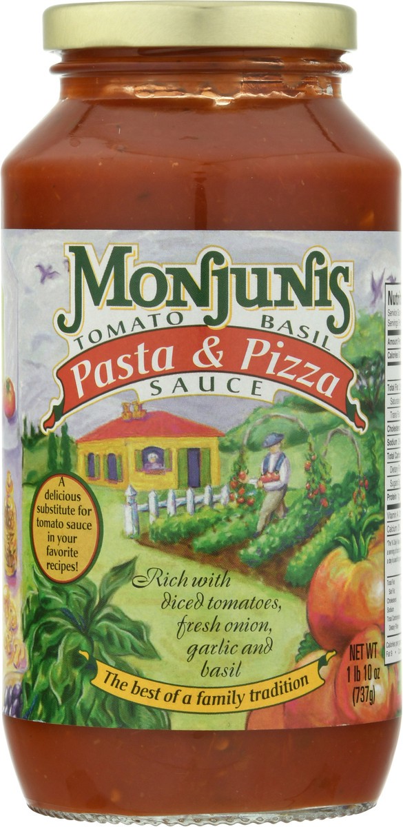 slide 9 of 9, Monjunis Tomato Basil Pasta & Pizza Sauce 26 oz, 26 oz