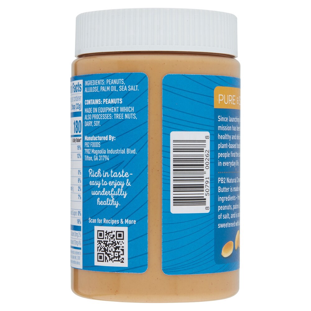 slide 2 of 3, PB2 Zero Added Sugar Creamy Natural Peanut Butter Spread 16 oz, 16 oz