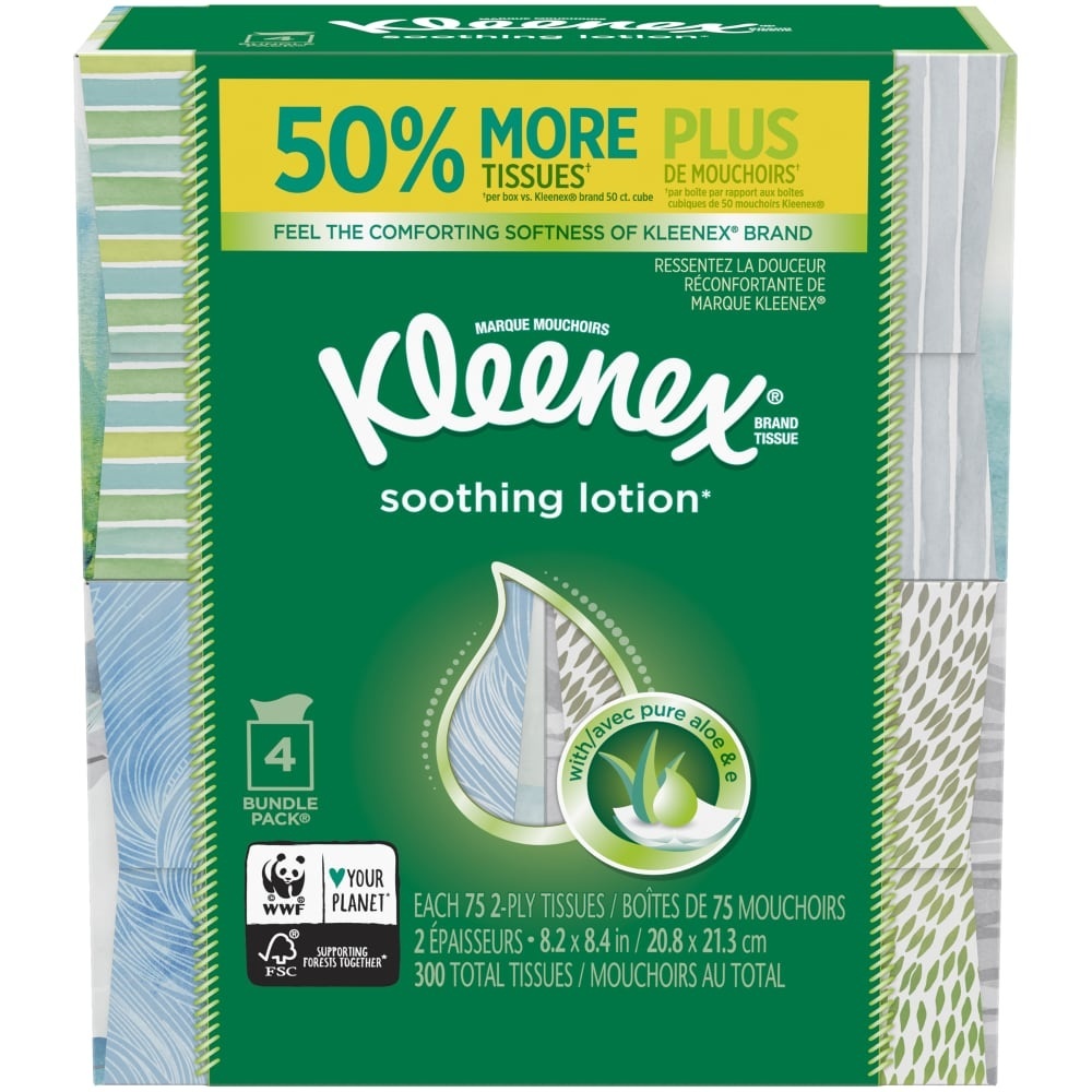 slide 1 of 3, Kleenex Lotion Facial Tissues, 4 ct