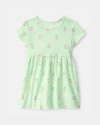 Carters Baby Girl Floral Short-Sleeve Dress - Green Green 12M
