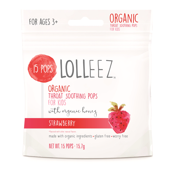 slide 1 of 1, Lolleez Organic Soothing Pops Strawberry, 15 ct