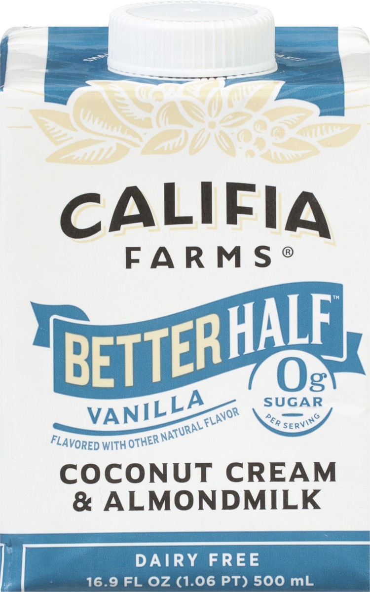 slide 7 of 9, Califia Farms Vanilla Better Half Almond Milk Half and Half, 16.9 fl oz
