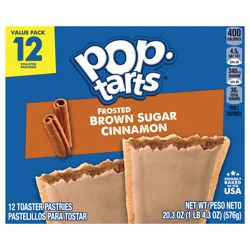 Pop-Tarts Toaster Pastries, Breakfast Foods, Kids Snacks, Frosted Brown Sugar Cinnamon, 20.3oz Box, 12 Pop-Tarts
