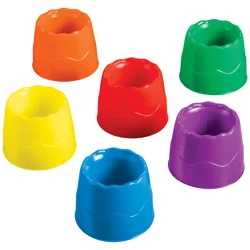 Prang No-Spill Painting Classroom Water Pots - 6 Assorted Colors, 4.5 in W x 3.5 in H, 6 Pots