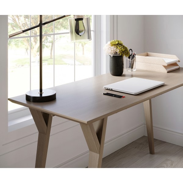 slide 4 of 10, Realspace® Trezza 60""W Writing Desk, Light Oak, 1 ct