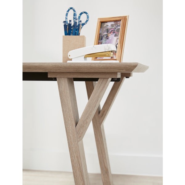 slide 9 of 10, Realspace® Trezza 62""W L-Shaped Computer Desk, Light Oak, 1 ct