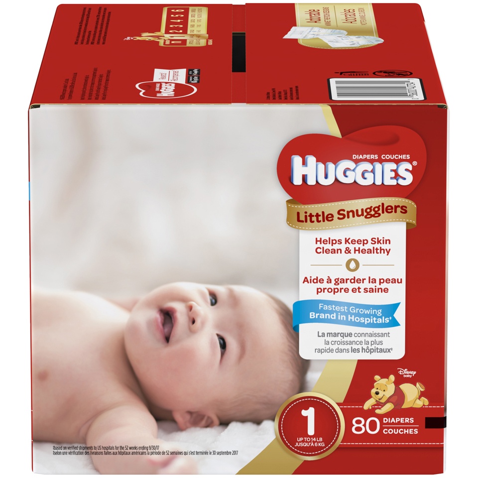 slide 1 of 1, Huggies Little Snugglers Diapers Size 1, 80 ct; Size 1