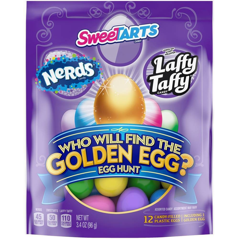 slide 1 of 6, SweeTarts, Nerds and Laffy Taffy Easter Golden Egg Hunt, 12 ct; 3.4 oz