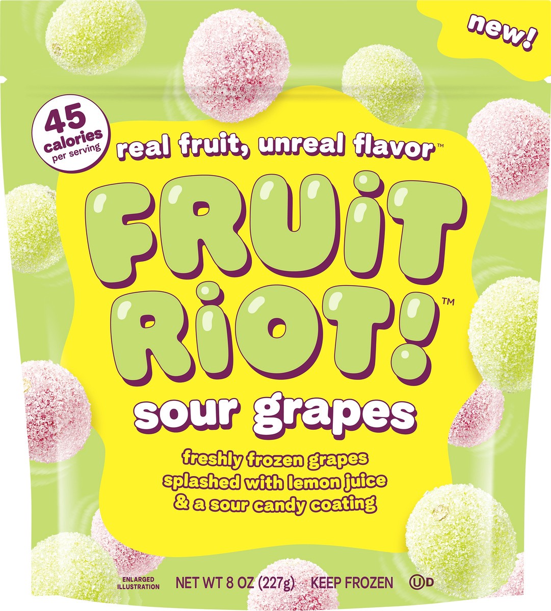 slide 4 of 8, Fruit Riot! Fruit Riot 8 oz frozen sour candy grapes., 8 oz
