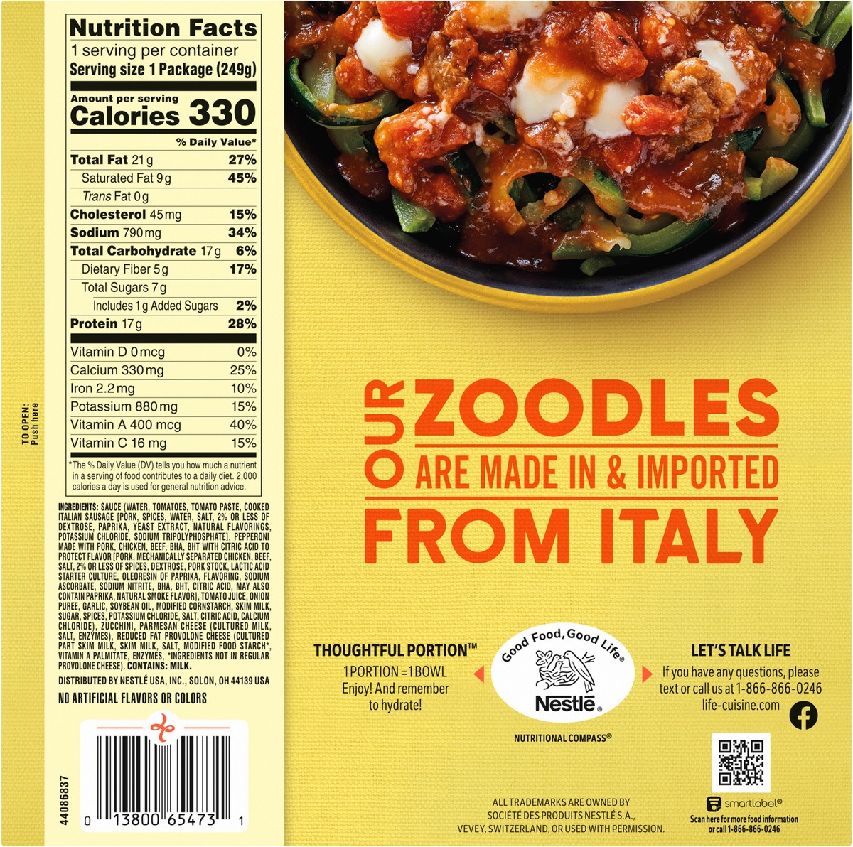 slide 7 of 8, Life Cuisine Frozen Meal Meat Lovers Zoodles Bowl, Carb Wise Microwave Meal, Carb Conscious Frozen Dinner for One, 10.38 oz