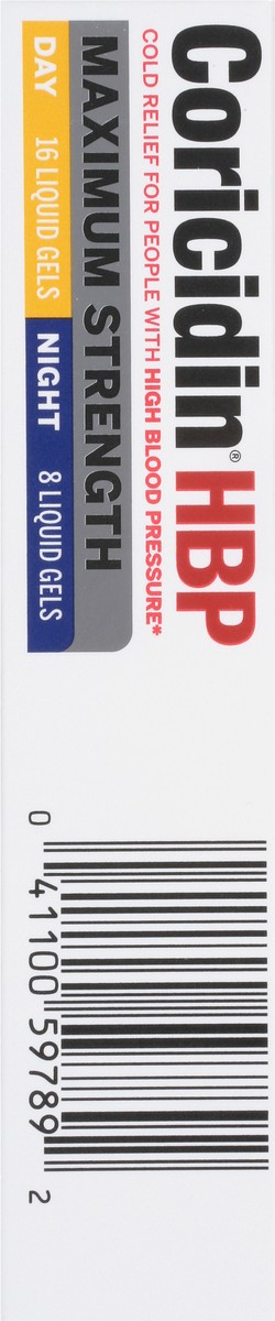 slide 2 of 9, Coricidin HBP Day/Night Maximum Strength Cold & Flu 24 Liquid Gels, 24 ct