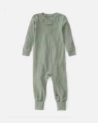 Baby PurelySoft 2-Way Zip 1-Piece Pajama - Green 18M