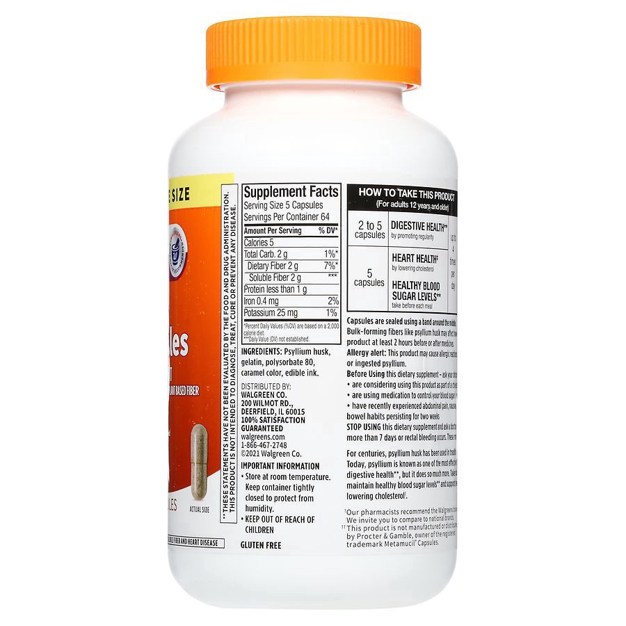 slide 4 of 5, Walgreens Wal-Mucil Fiber Laxative/Supplement Capsules, 320 ct