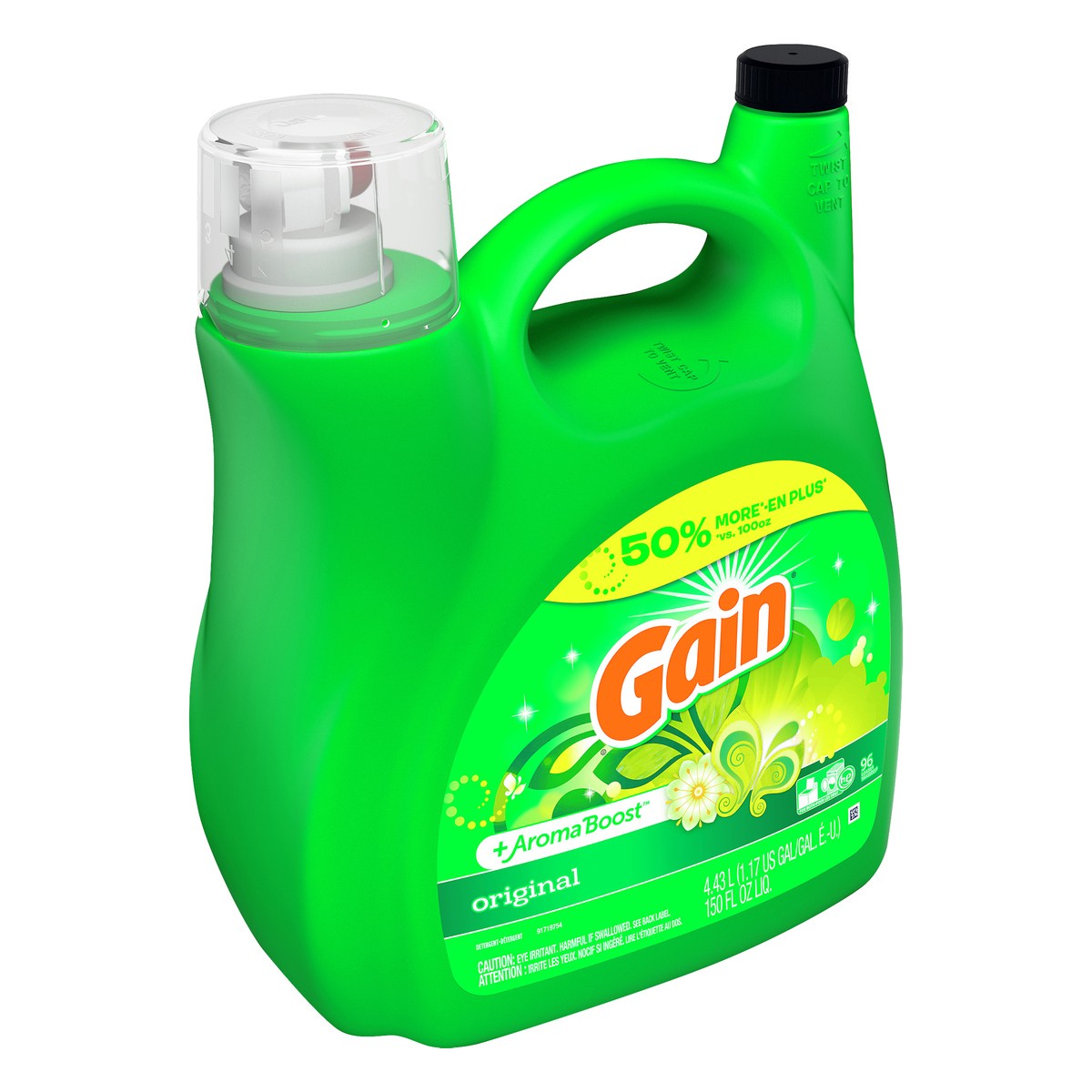 slide 2 of 4, Gain +Aroma Boost Original Detergent 4.43 lt, 150 oz