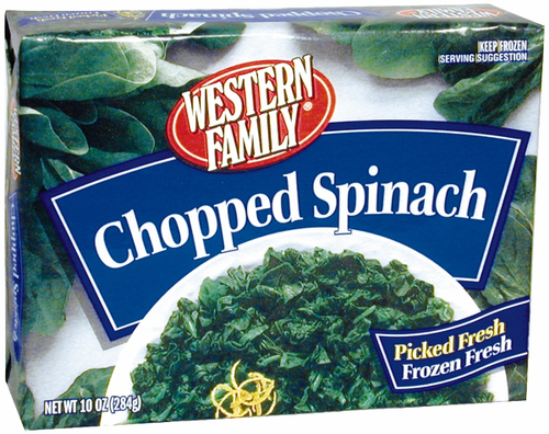 slide 1 of 1, Western Family Chopped Spinach, 10 oz