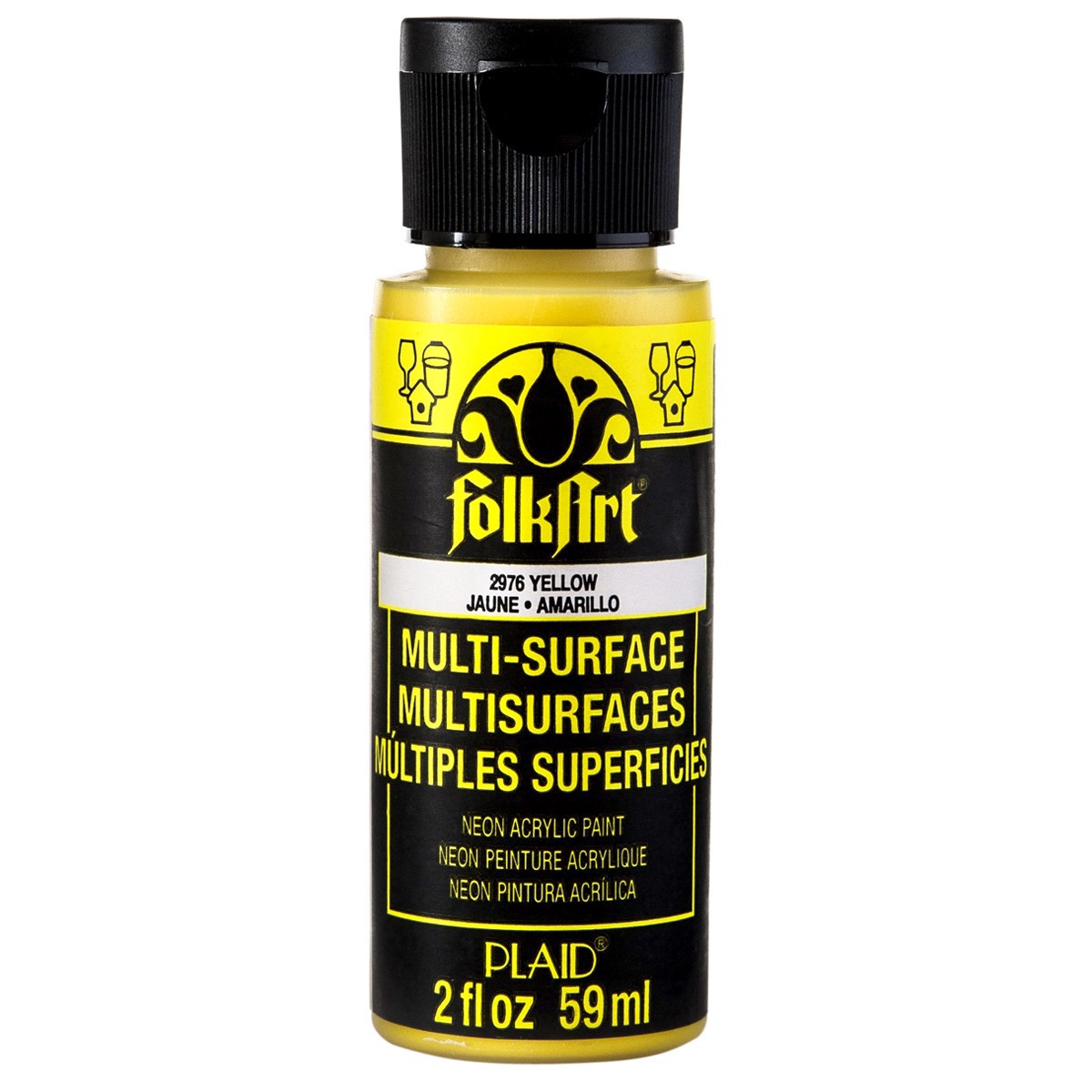 slide 2 of 2, Folkart Multi-Surface Neon Glow Acrylic Paint, 2 fl oz