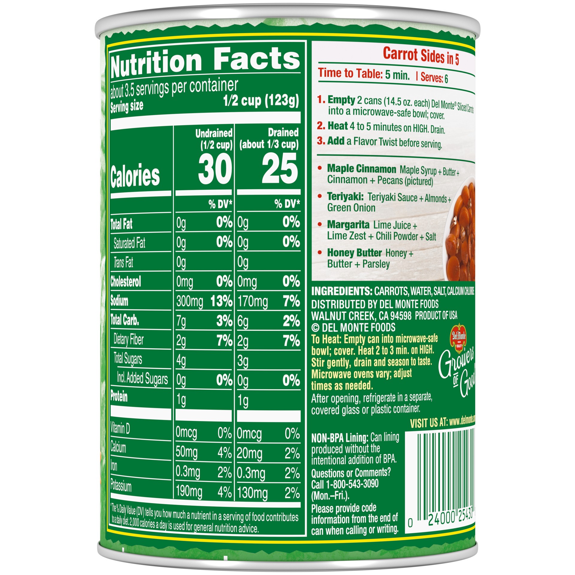 slide 2 of 5, Del Monte Classics Sliced Carrots, 14.5 Oz. Can, 14.5 oz