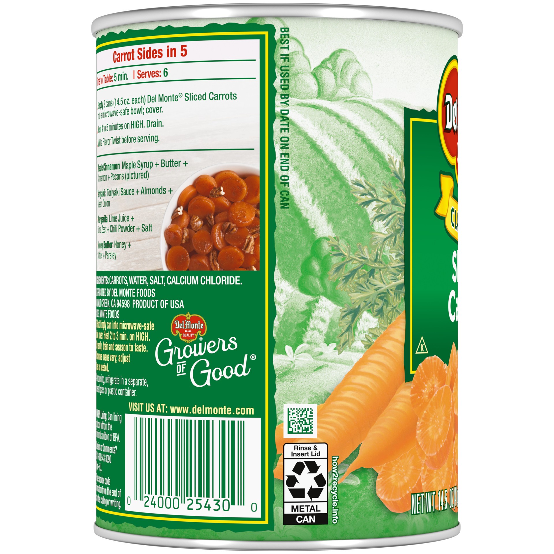 slide 4 of 5, Del Monte Classics Sliced Carrots, 14.5 Oz. Can, 14.5 oz