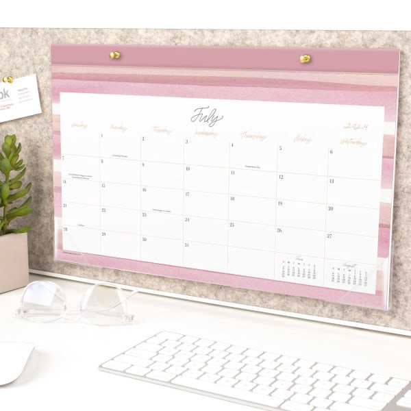 slide 5 of 8, 2024-2025 Cambridge Leah Bisch Academic Monthly Desk Pad Calendar, 17-3/4"" X 11"", Stripe, July 2024 To June 2025, Lb32-705A, 1 ct