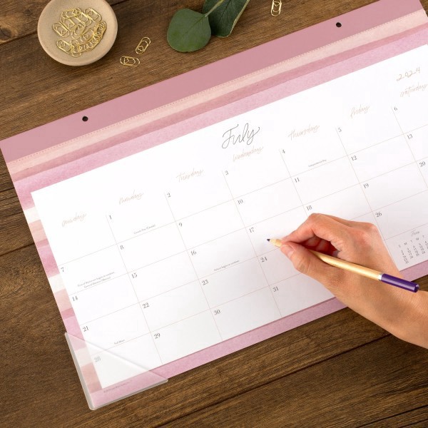 slide 8 of 8, 2024-2025 Cambridge Leah Bisch Academic Monthly Desk Pad Calendar, 17-3/4"" X 11"", Stripe, July 2024 To June 2025, Lb32-705A, 1 ct