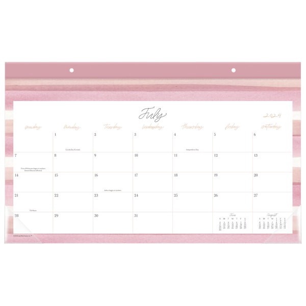 slide 1 of 8, 2024-2025 Cambridge Leah Bisch Academic Monthly Desk Pad Calendar, 17-3/4"" X 11"", Stripe, July 2024 To June 2025, Lb32-705A, 1 ct