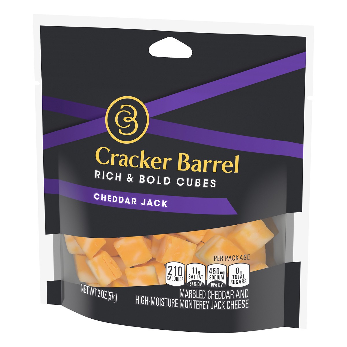 slide 4 of 10, Cracker Barrel Rich & Bold Cheddar Jack Marbled Cheese Cubes, 2 oz Bag, 2 oz