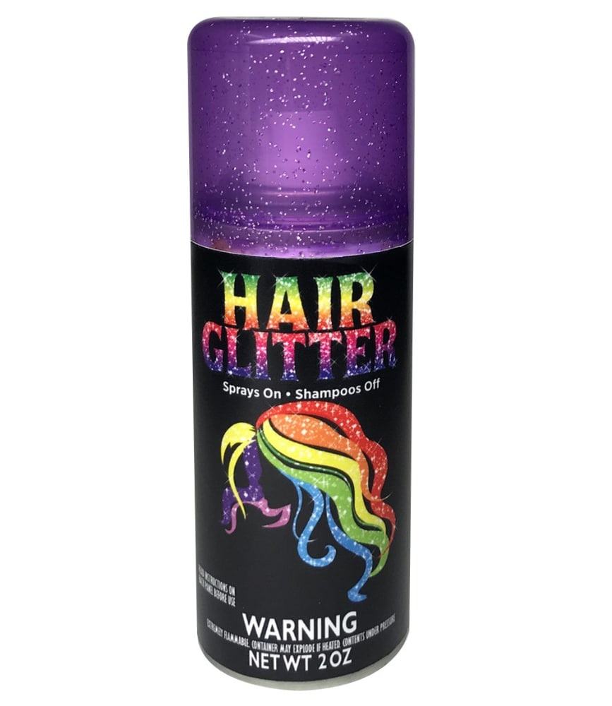 slide 1 of 1, Fun World Temporary Purple Glitter Hairspray, 2 oz