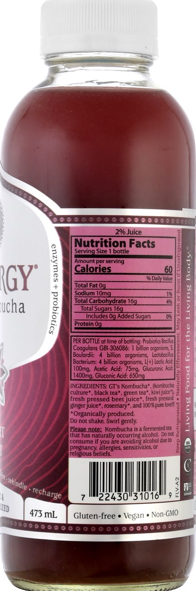 slide 5 of 13, GT's Gt's Organic & Raw Kombucha Heart Beet - 16 fl oz, 16 fl oz