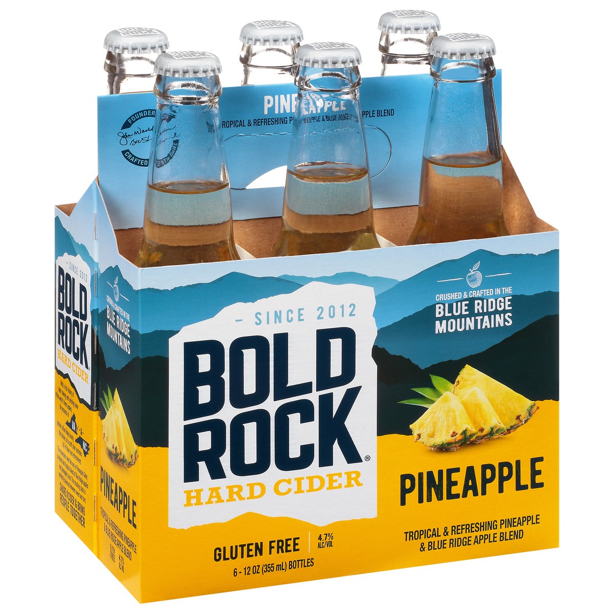 slide 5 of 12, Bold Rock Hard Cider Bold Rock Pineapple Hard Cider 6 - 12 oz Bottles, 6 ct