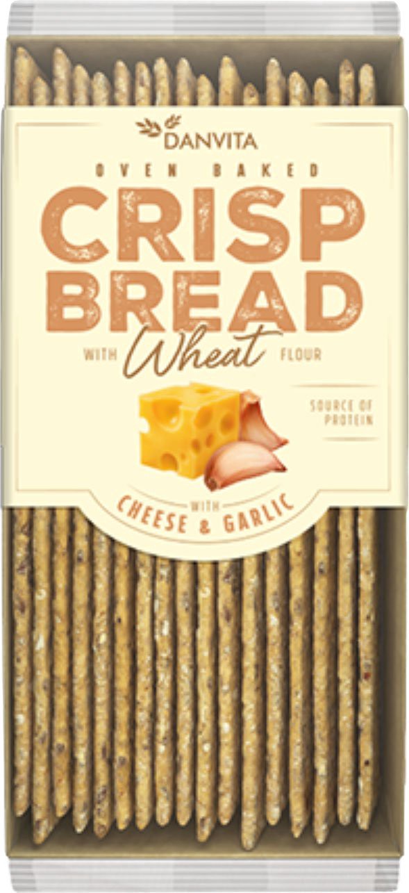 slide 1 of 1, Danvita Cheese & Garlic Wheat Crisp Bread, 4.6 oz