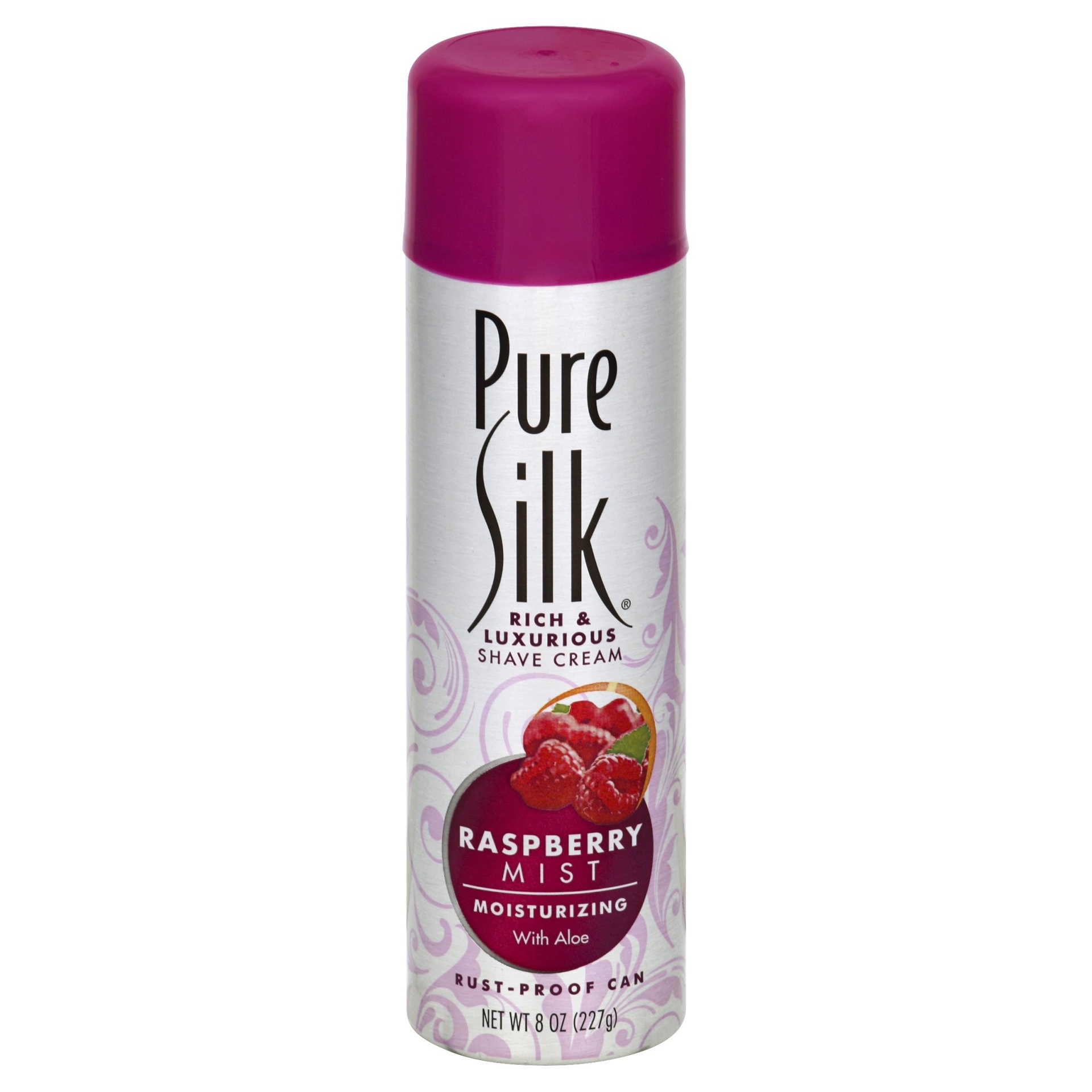 slide 1 of 2, Pure Silk Raspberry Mist Moisturizing Shave Cream, 8 oz