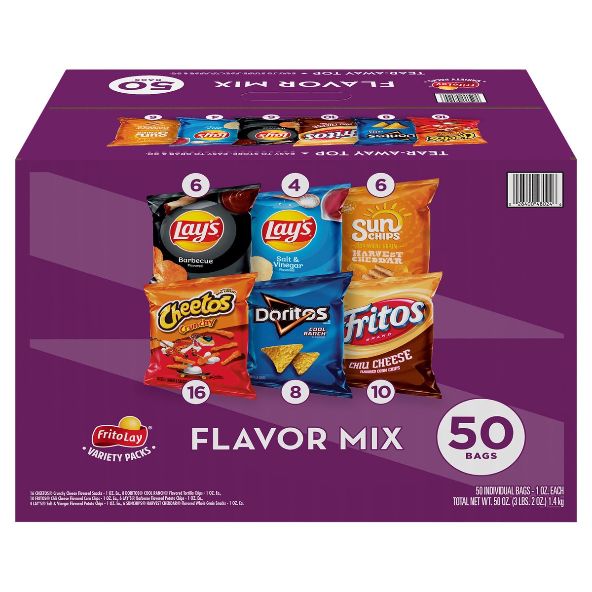 slide 1 of 13, Frito-Lay Flavor Mix Variety 1 Oz 50 Count, 50 ct