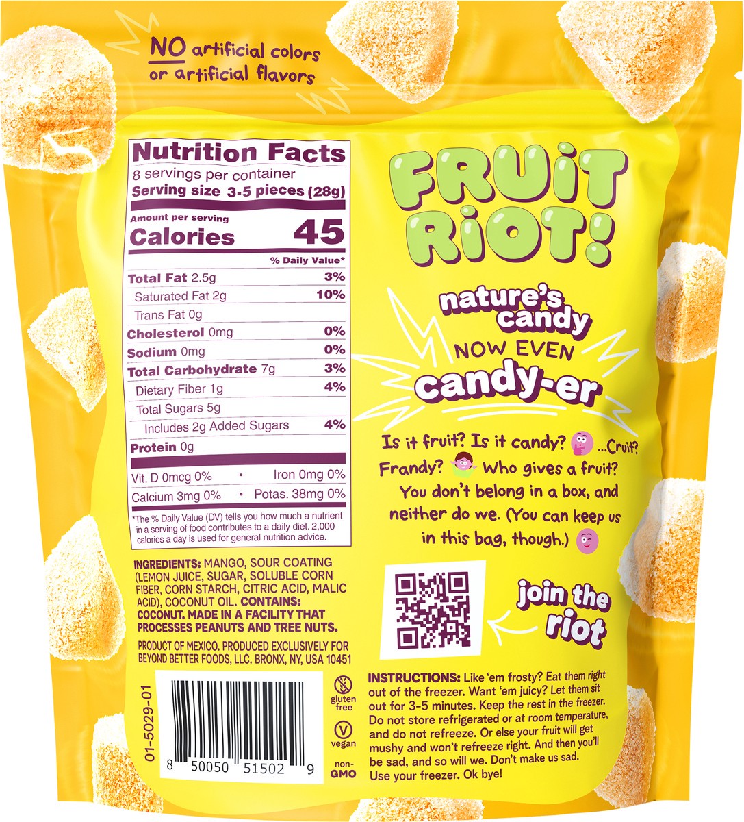 slide 8 of 8, Fruit Riot! Fruit Riot sour candy mango 8 oz, 8 oz