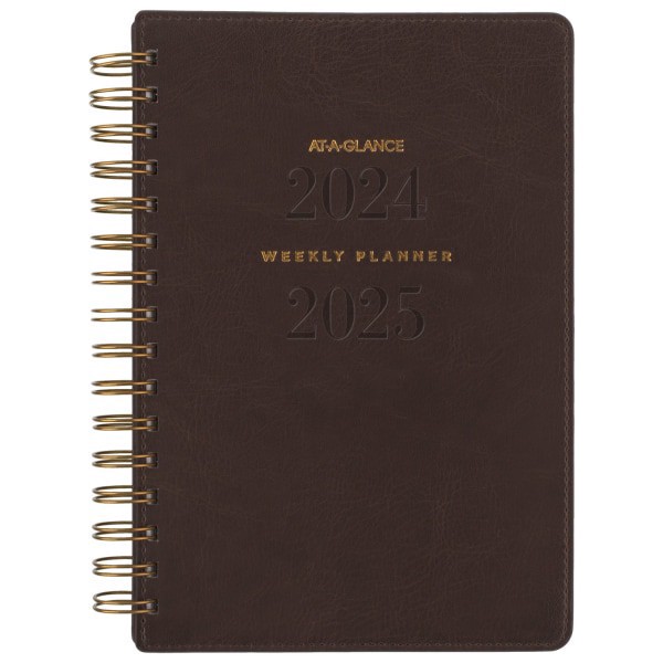 slide 1 of 10, 2024-2025 At-A-Glance Signature Collection Weekly/Monthly Academic Planner, 5"" X 8"", Brown, July 2024 To June 2025, Yp200A09, 1 ct